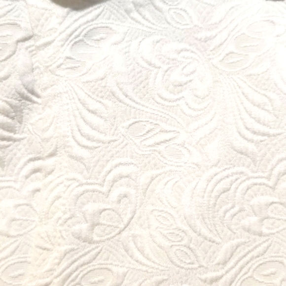 Ambition Vintage Chic Jacquard Ivory Cropped 3/4 Sleeve Blazer Jacket Size M - Picture 4 of 14